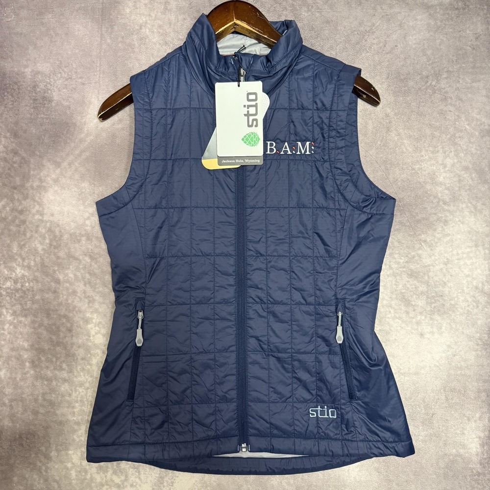 Stio Vest‎ Women Size Small Blue Quilted Insulated Primaloft Logo Zip Outdoor